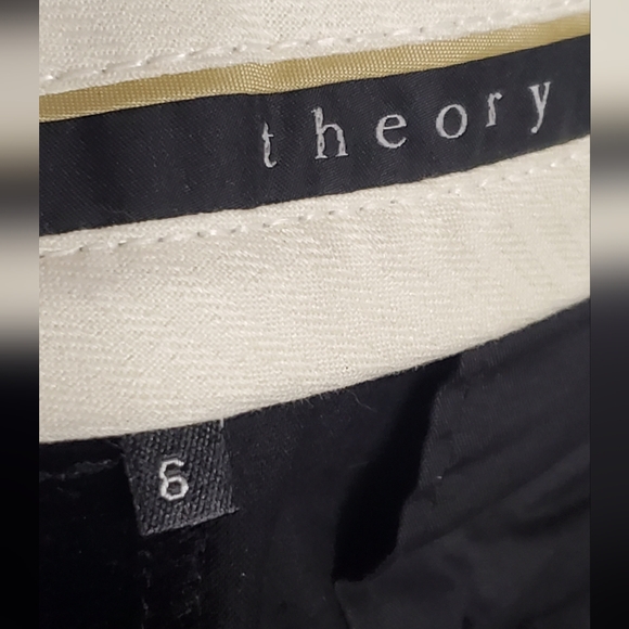 THEORY -size 6- velvet capri black cropped/pants- side pockets- back pockets - Picture 3 of 9